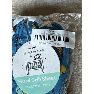 Little Sleepies Surf's Up Fitted Crib Sheet Bamboo Viscose NWT Blue Beach Print
